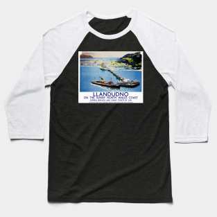 Vintage British Railways Travel Poster for Llandudno Baseball T-Shirt